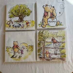Winnie the Pooh Set of 4 Canvas Prints - Nursery Accent Art (LED lights)